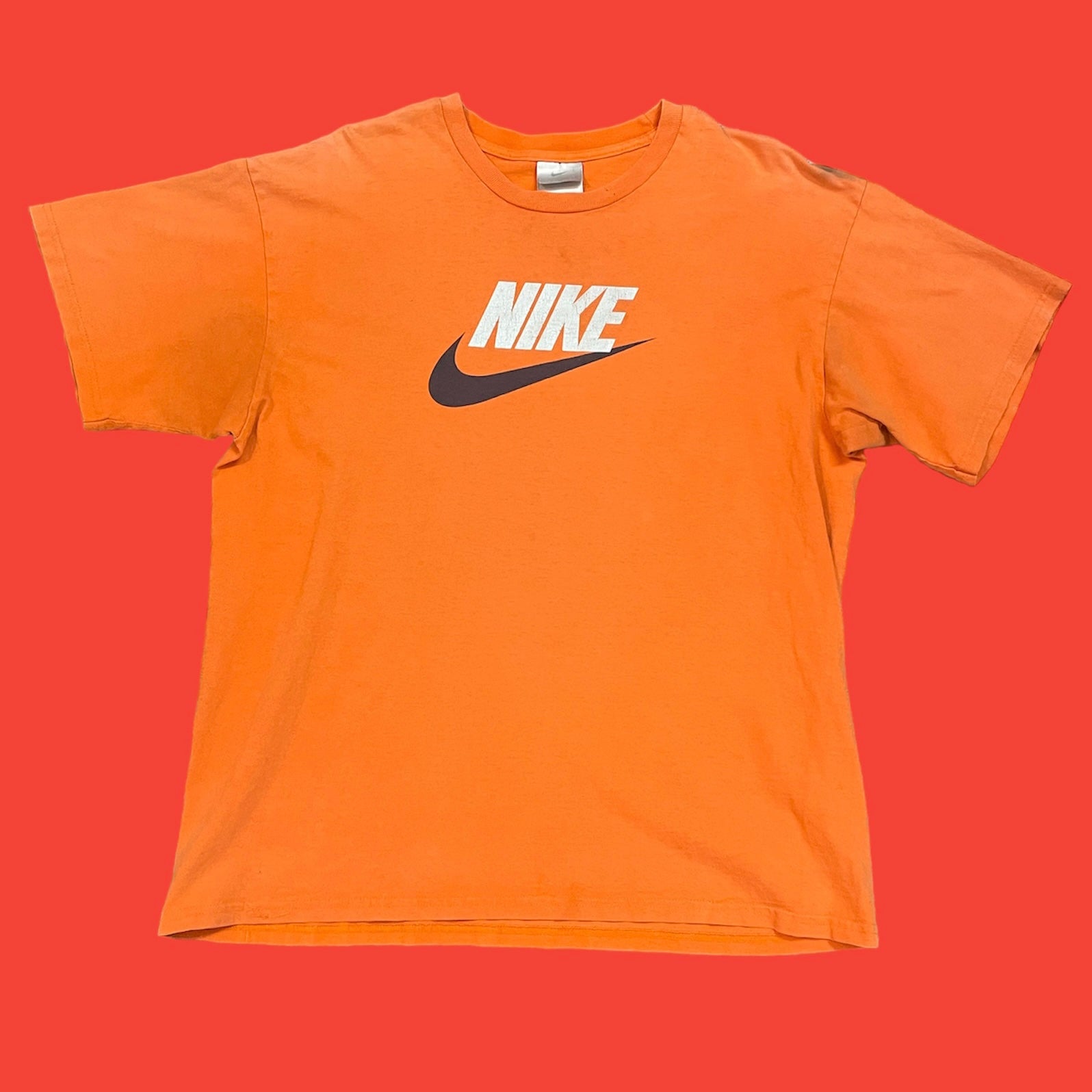 Nike Orange Logo T-Shirt L
