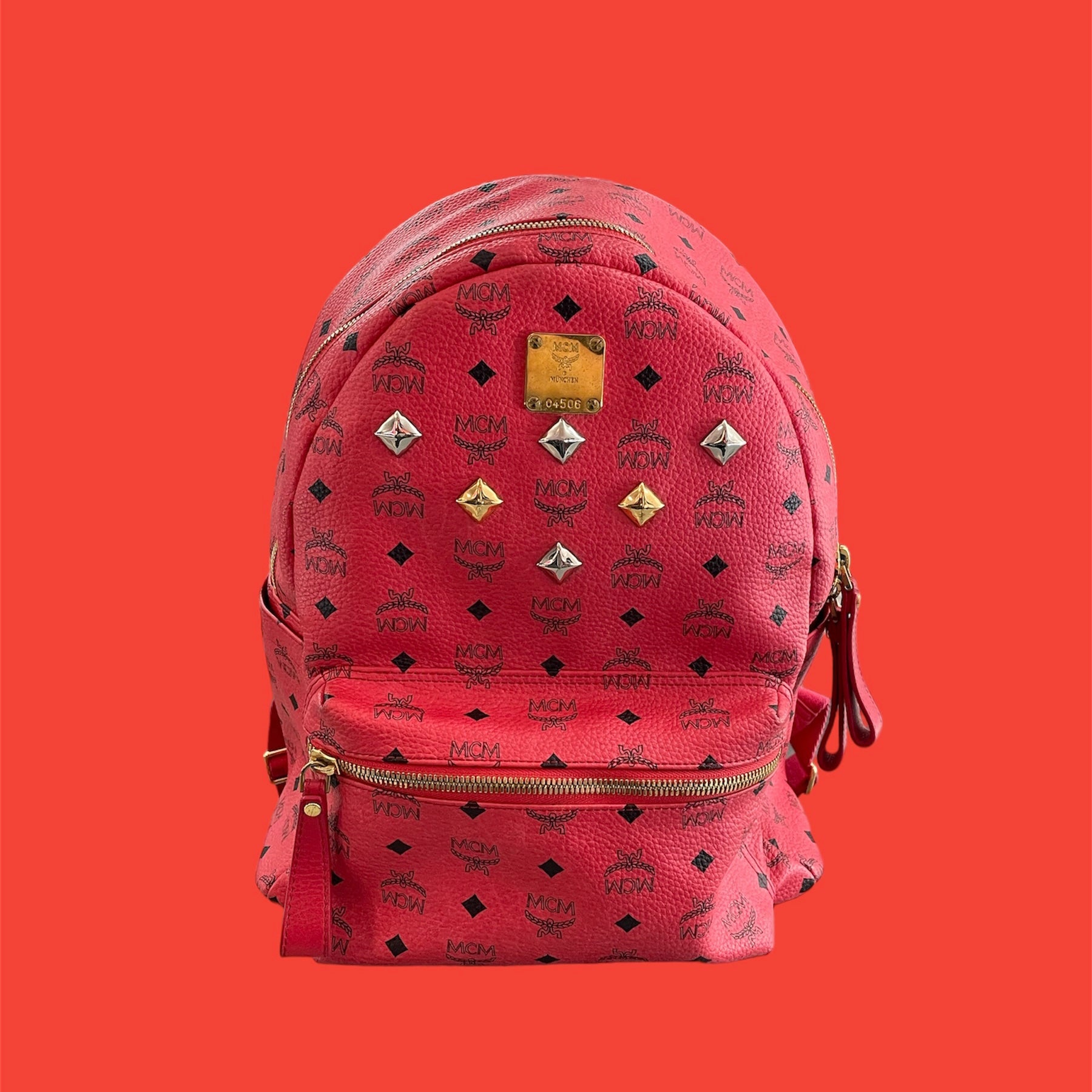 MCM Visetos Red Backpack